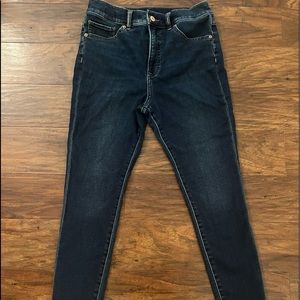 Dark skinny high rise jeans